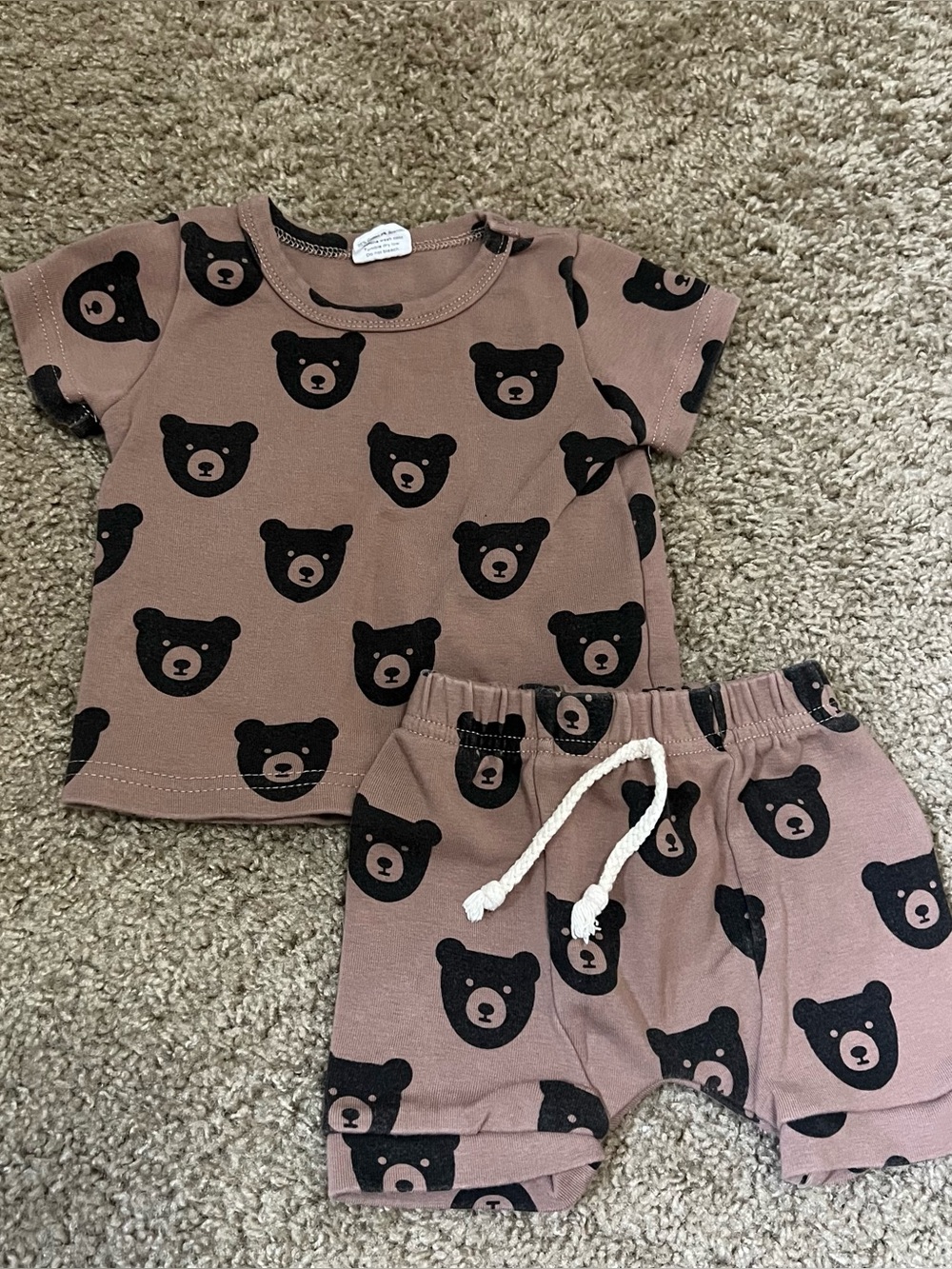 Little One Shop - brown bears two piece matching set